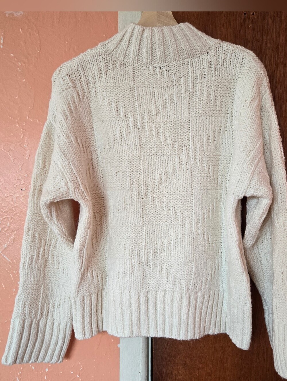 NWT Mango Chunky-knit Sweater With Perkins Neck, Ecru Cream Color - Picture 7 of 10
